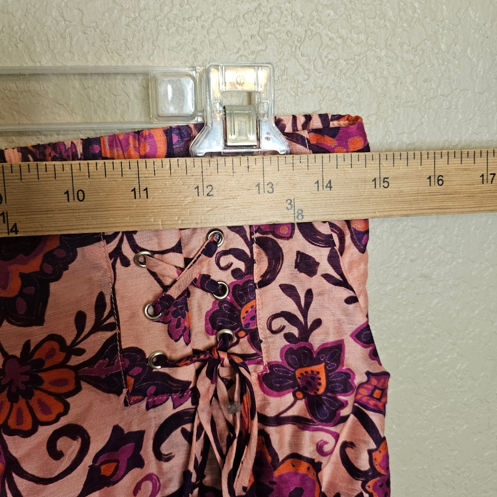 NWOT Ciebon Floral Paisley Lace Up‎ Shorts Pink Purple Summer Medium - Picture 5 of 11
